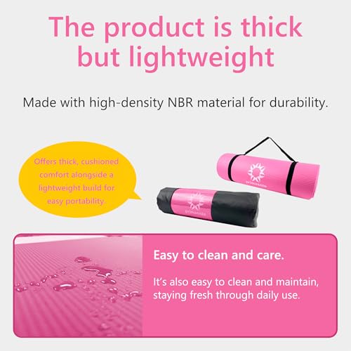 Image of Primasole Thick Yoga Mat, 1 /2-Inch Extra Thick NBR Mat with Enhanced Stability - Textured Design, Lightweight Mat with Carrying Strap & Case for Yoga, Pilates, Gym & Home Use (Multiple Colors)