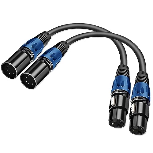 Seefeful (11.8inch /2Pack) 3 Pin XLR Female to 5 Pin XLR Male Audio Cable for Microphone DMX Stage Light Turnaround ，XLR3Fto XLR5M Adapter Cable