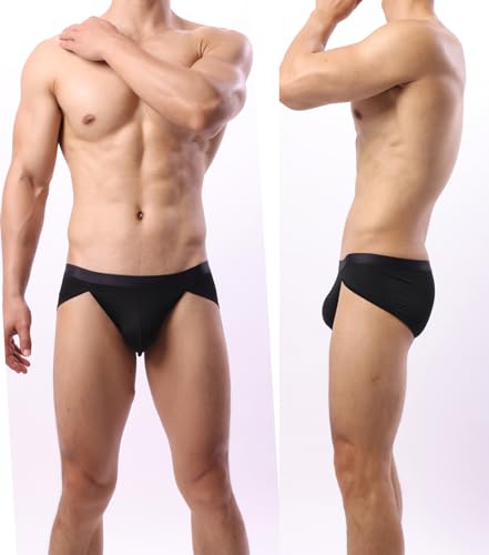 WINDAY Men's Briefs Ice Silk Mesh Low Rise Bikini Briefs and Breathable Underwear2