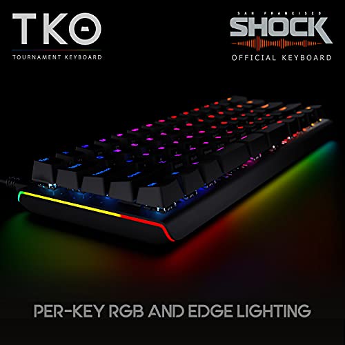 Kinesis Gaming Tko Mechanical Keyboard | Clicky White Switches | 60% Layout | Split Spacebar | Hotswap | Pbt Keycaps | Aluminum Body | Sf Shock Limited Edition Travel Case #TOP2