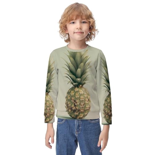 High Detailed PineappleChildren's Casual Pullover Sweatshirt Loose Fit10-12Y