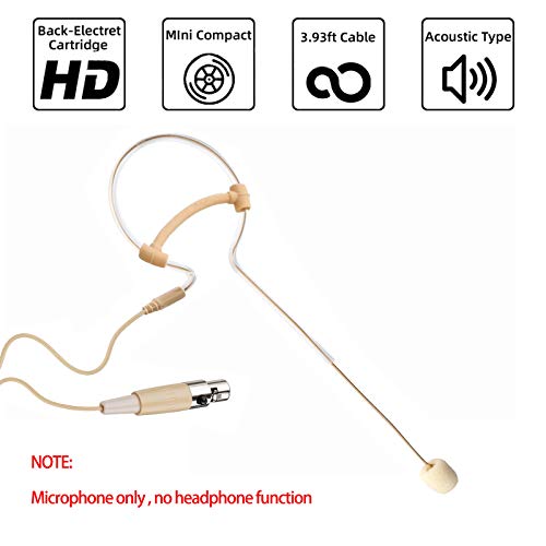 Sujeetec Headset Microphone Headworn Single Earset Over Ear Hanging Condenser Mic Compatible With Akg Wireless System Bodypack Transmitter, Ideal For Singing, Churches, Stage Performance – Beige #TOP1