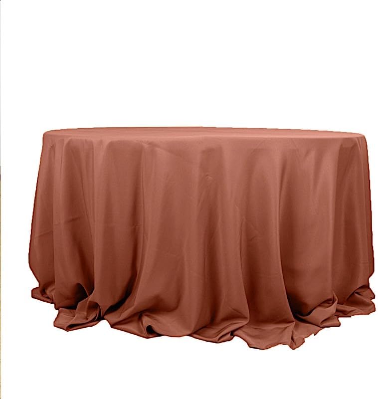 Mantel redondo de poliéster de 132 pulgadas, color terracota de alta calidad, para bodas, fiestas, banquetes, recepciones, eventos, cocina, comedor