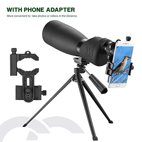 Esslnb Spotting Scope With Tripod Cell Phone Adapter 25-75 X 70 Bak4 Waterproof Straight Spotting Scopes For Target Shooting Hunting Bird Watching #TOP5