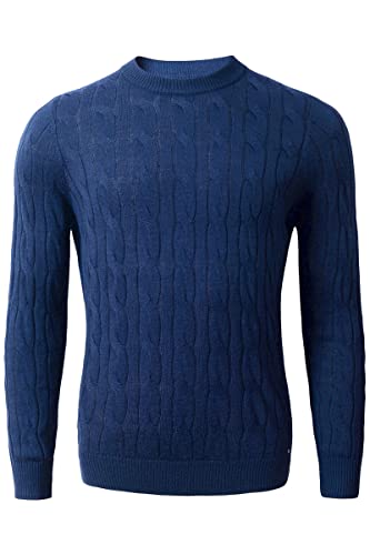 ZHILI Men's Casual Crewneck Sweaters Cable Knit Thermal Pullover Sweater2