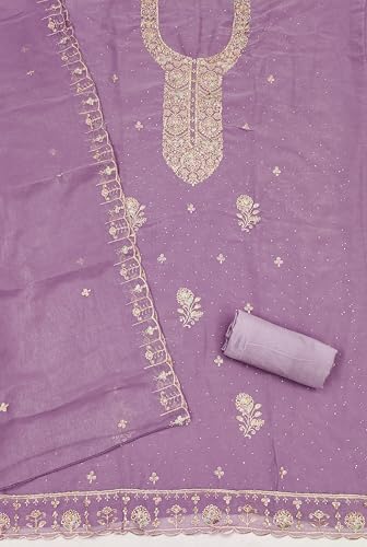 Image of Women's Shimmer Silk Embroidery Work Unstitched Dress Material
