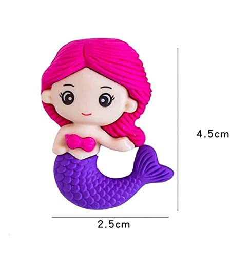 Image of Radiance 12 Pcs Mermaid Shape Erasers for Kids | Cute Pencil Erasers for Girls | Fun Stationery for School & Birthday Return Gifts | Random Designs & Colors