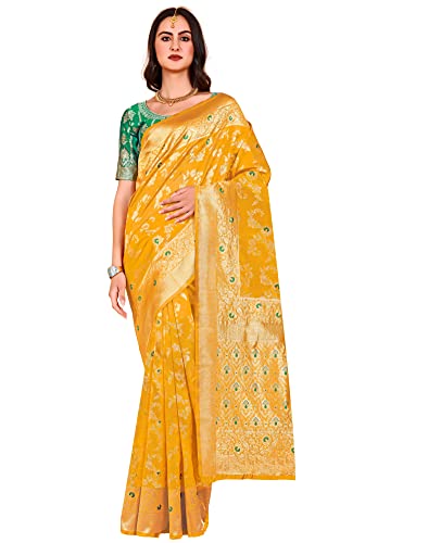 Image of Glory Sarees Women's Banarasi Silk Saree With Blouse Piece (Kara164 Parent)