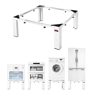 VEVOR Socle Lave Linge de Hauteur 30 cm Support Machine à Laver Charge 544 kg Rehausseur pour Sèche-linge Réfrigérateur Compact Buanderie, 47,5-78,5 cm, en Acier Robuste, Pieds Antidérapants, Blanc