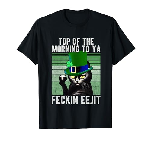 Top Of The Morning Coffee Cat Funny Vintage St Paddy 's Day Camiseta