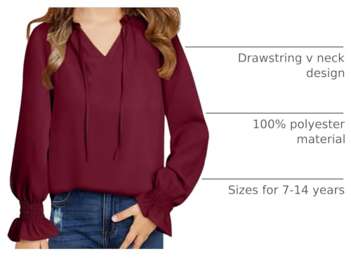 Image of DOKOTOO KIDS Girls Dress Shirt Long Sleeve Blouse Fall Tops Size 7-15 Years