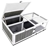 43" Large Tortoise House Habitat Wooden Tortoise Habitat Cage with Removable Waterproof Tray Indoor/Outdoor Reptile Terrarium Small Reptiles Feeding Box fot Snakes, Lizards, Turtle, Chameleons