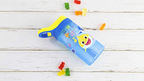 Zak Designs Baby Shark Kids Water Bottle With Straw And Built In Carrying Loop Made Of Durable Plastic, Leak-Proof Design (16 Oz #TOP7