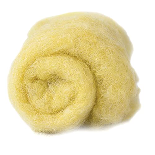 Image of Desert Breeze Distributing Maori Wool Carded Batting, 100% Natural New Zealand Wool Made by DHG in Italy for Needle Felting, 3.5 OZ, 27 Micron, Color Corn Yellow