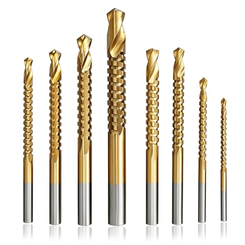 8 Pack HSS Twist Drill Bits 3-10mm Serrated Side Cutting Drill Bit
