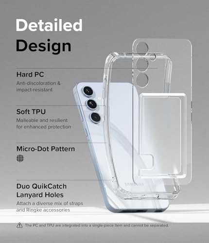 Image of Ringke Fusion Card Compatible with Samsung Galaxy A55 5G Case Back Cover Transparent Hard Back Soft Flexible TPU Bumper with Built-in Slim Card Holder Wallet Scratch Resistant - Clear