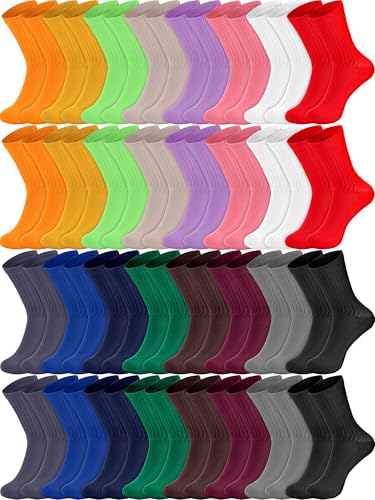 Panitay 32 Pairs Girls Scrunch Socks Bulk Little Girl Cotton Toddler Colored Girls Crew Socks for Dress 6-8 Years School for Christmas, 16 Colors