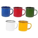 Genérico 5 piezas Tazas Esmaltadas Vintage Multifuncción para Bebidas Pequeñas y Resistentes Colores Surtidos Diseño Suave y Versátil para Camping y Oficina
