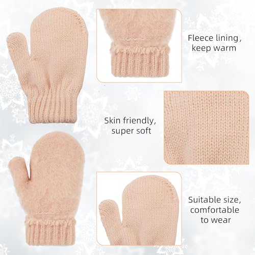 Zando Baby Newborn Hats Knit Soft Infant Kids Winter Hat Pom Pom Warm Christmas Beanie Hat and Mitten Set for Boys Girls3