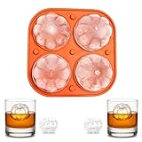 Orange 3D Pumpkin Ice Cube Tray for Freezer, Halloween Pumpkin Ice Cube Mold, Silicone Ice Tray with Lid, Whiskey Cocktail Ice Mold for Fall Thanksgiving Party Supplies, Bar Beverages Decoration