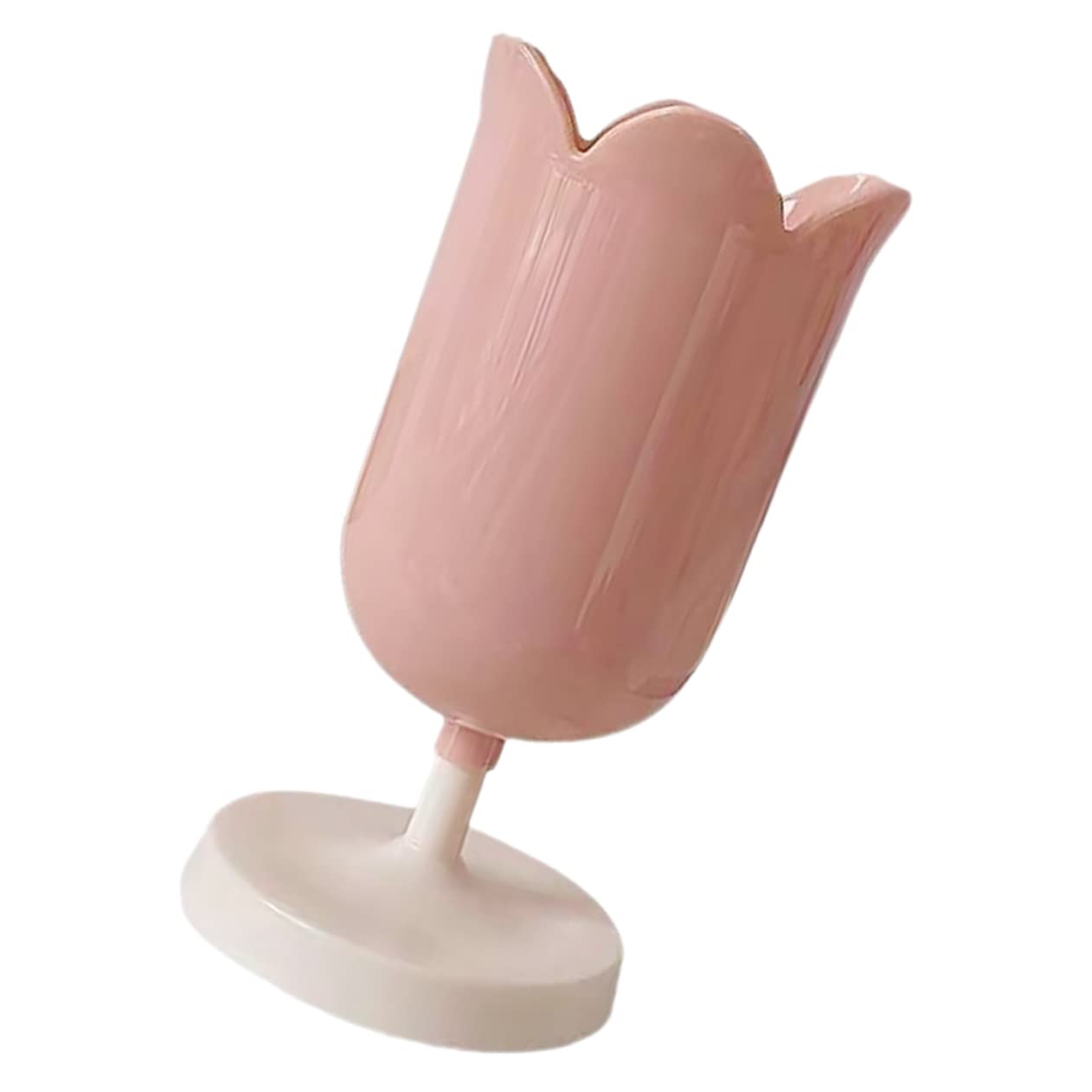 HOMSFOU 5 Pezzi portapenne a tulipano bellezza Cartoleria piccolo arredamento Carino contenitori Organizzazione da scrivania portapenne vaso di fiori plastica rosa