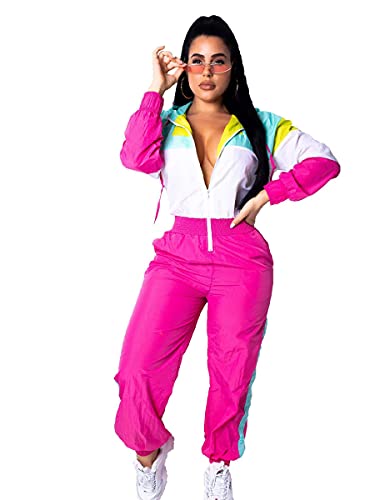 Miaiulia 80S/90S Clothes For Women 80S Windbreaker Womens Tracksuit Rose Xl #TOP4