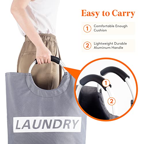 Lifewit 82L Large Laundry Basket Collapsible Clothes Hamper Durable Oxford Fabric Portable Folding Laundry Bin For Bedroom, Laundry Room, Closet, Bathroom, College, Grey #TOP3