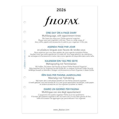 Filofax Calendar Diary Refill, A5 Size, Day on One Page with Appointments, White Paper, Multilingual: Five Languages, 2026 (C68515-26) by Filofax - Image 3