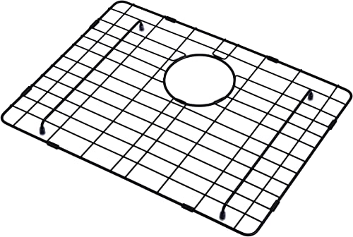 TRUSTMI Spülbeckenschutz für Küchenspüle, Edelstahl, hinterer Ablauf, einzelne Schüssel, schützendes Bodengitter, 50 x 37,3 cm, schwarz Cover