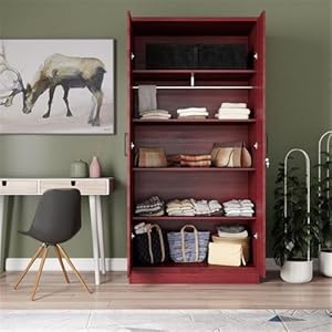 Better home products harmony wood two door armoire wardrobe cabinet in mahogany  urban country home decor