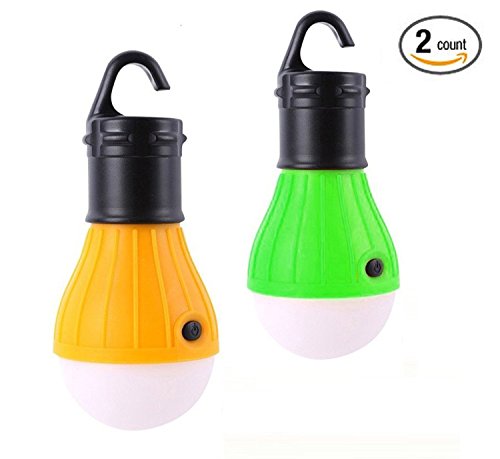 Outdoor Portable Camping Lantern 2 Pack Tent Light Bulbs Battery Operated for Hiking Emergency, Hurricane, Outage (Yellow and Green)