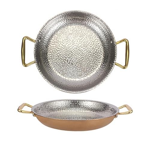 Sartén antiadherente de acero inoxidable con doble asa, sartenes de inducción para recetas de paella y arroz, plato de mariscos para cocineros caseros, restaurantes y catering (22 cm, oro rosa)