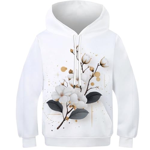 Sweat-shirt coton blanc enfant lavable et résistant à l'usure avec capuche 8-10 ans