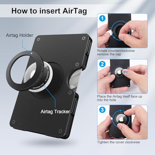Slim AirTag Wallet for Men, Aluminum Minimalist Card Holder Metal Wallet with Money Clip, Compatible with Apple Air Tag, Front Pocket RFID Blocking Wallets, Holds up to 22+ Cards Plus Cash4