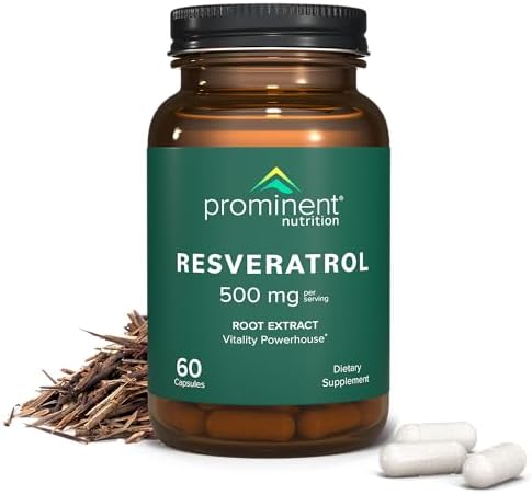 Prominent Nutrition Resveratrol - 98% Pure Trans-Resveratrol from Japanese Knotweed, Highly Purified Antioxidant Supplement with Anti-Aging and Immune Support, 500 mg Per Serving, 1-Month Supply
