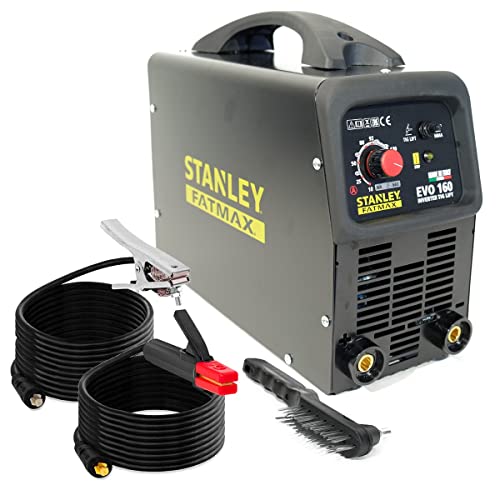 STANLEY FATMAX EVO 160 Poste à Souder Inverter MMA/TIG LIFT Professionnel 160A (60%), Électrodes Ø 1.6-4 mm, Facteur de Marche Élevé, ANTI-STICK/HOT START, Acier/Inox/Fonte, Compact et Robuste.