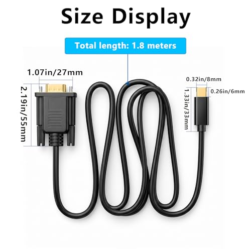Câble USB C vers VGA convertisseur actif 1080p pour ordinateur de bureau et Xbox