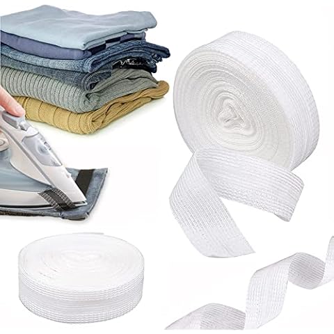 ZZJCY Self-Adhesive Hem Tape for Edge Shorten Pants Curtains Dress Jeans Clothes, No Sew No Iron Hemming Tape, Iron on Fabric Sewing Tape Adhesive, Soft And Cozy, Easy To Clean, 3.3 Yards,White Cover