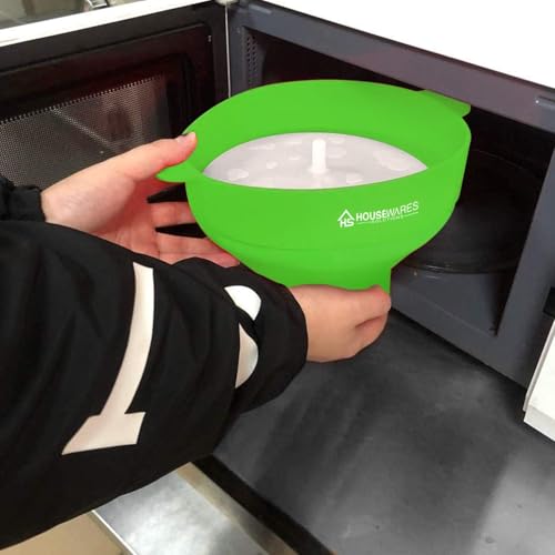 Image of Collapsible Silicone Microwave Hot Air Popcorn Popper Bowl With Lid and Handles - Green