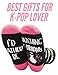InnoBeta Korean Gifts Socks for Women, One Size Crew Socks for K Drama K Pop Lovers Korean Friends for Birthday, I'd Rather be Watching K Drama