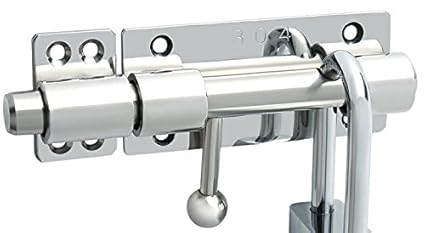 Alise Slide Bolt Gate Latch Safety Door Lock with Padlock Hole,5/8-Inch Dia Bar Heavy Duty Solid Stainless Steel Chrome Finish(Don't Include Padlock)