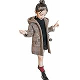 [RHOPEM] 女の子 コート キッズ チェスターコート ジュニア ラシャコート 子供服 ダッフルコート チェック柄 アウター おしゃれ 女児 厚手 暖かい 秋冬 防寒 人気 カジュアル 3色 110-160 (カーキ, 110)