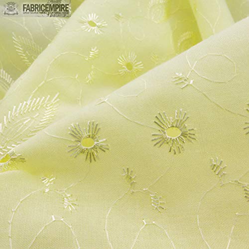Luxurious Daisy in Leaf 100% Cotton Embroidered Eyelet Fabric - 42" Wide, Perfect for Fashion & Home Decor (Sunny Yellow) 5 Luxurious Daisy in Leaf 100% Cotton Embroidered Eyelet Fabric - 42" Wide, Perfect for Fashion & Home Decor (Sunny Yellow) - Image 4