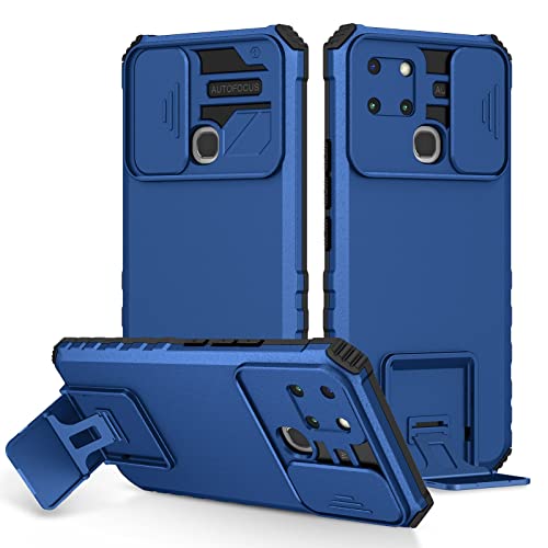 Étui de kickstand en silicone pour Infinix Hot 10i coque de protection slim avec support bleu