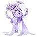 Produktbild Brautstrauß Blumen Künstliche Blumen Gefälschte Rose Ribbon Bundling für Hochzeitsdekorationen Garten Party Requisiten Zubehör(Violett)
