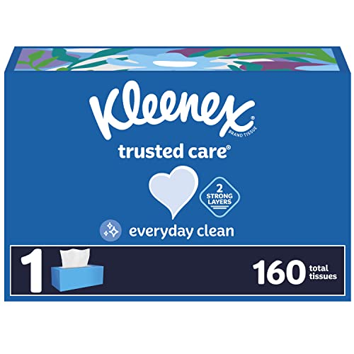 Image of Kleenex Trusted Care Facial Tissues, 1 Flat Box, 160 Tissues per Box, 2-Ply, Packaging May Vary