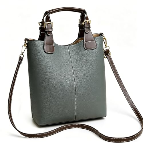 Bolso tipo Bucket clásico de PU para mujer con correa ajustable