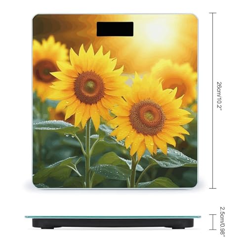 Báscula digital de baño con diseño girasol y pantalla LCD miniatura 2