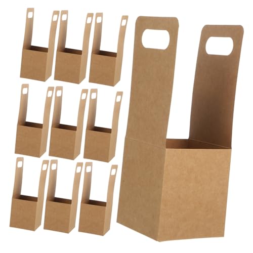 SOLUSTRE Disposible Paper Drink Carrier Holder Handle 10pcs Portable Cup Carrier for Takeout