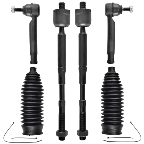 ASTARPRO - Front 6pc Tie Rods Kit 4 Inner and Outer Tie Rods 2 Boots Kit 2003 2004 2005 2006 2007 2008 Replacement for 03-08 Toyota Corolla